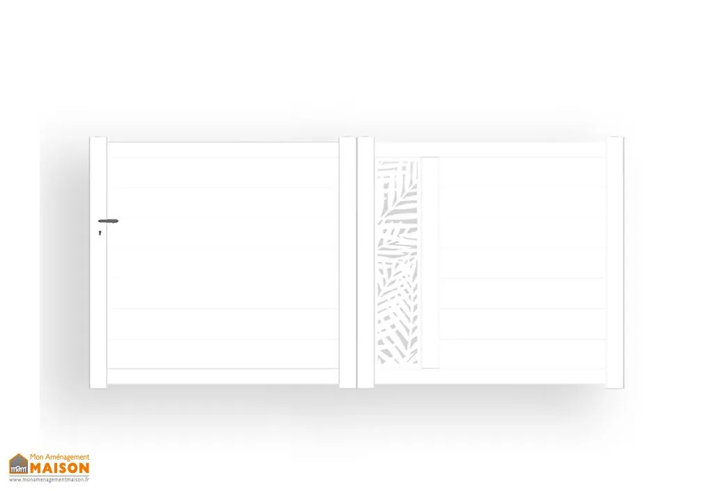 Portail coulissant aluminium 3m50 motorisé - motifs découpe laser