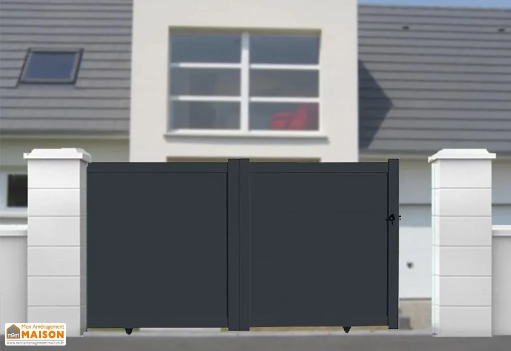 Portail coulissant aluminium 3 m manuel - plein