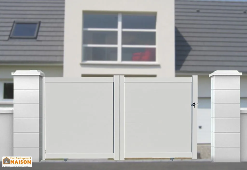 Portail coulissant aluminium 3m50 manuel - plein