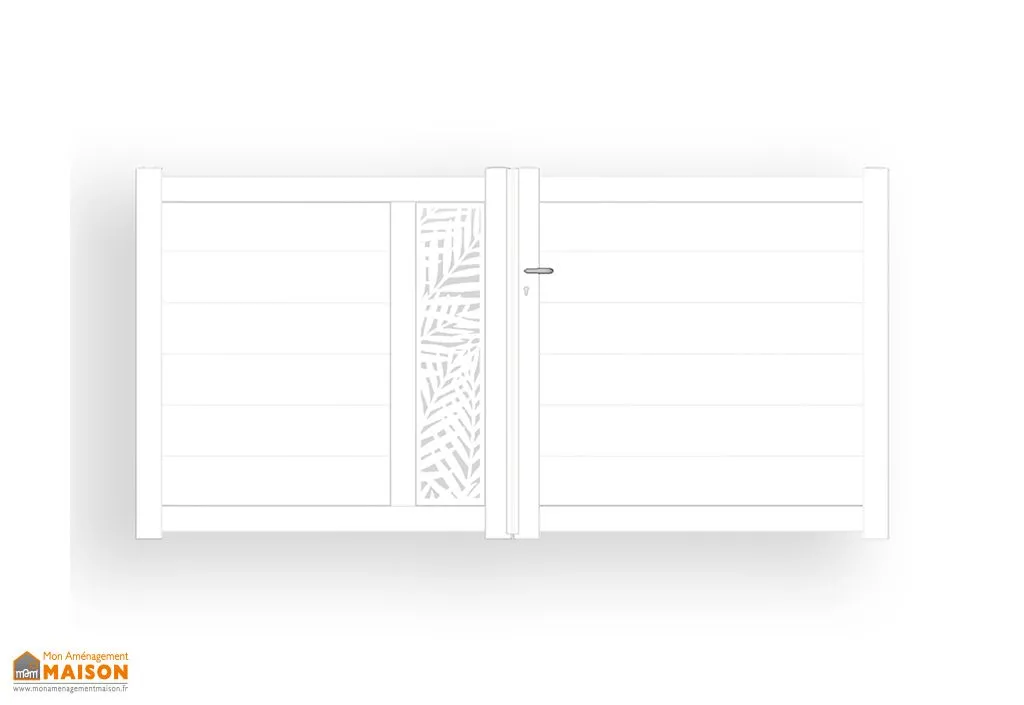 Portail battant aluminium 3 m motorisé - motifs découpe laser