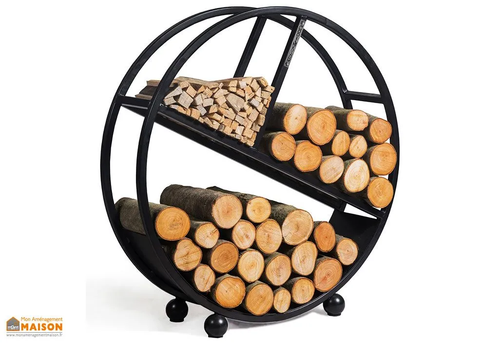 Porte-bûche d’intérieur circulaire en acier – Diego