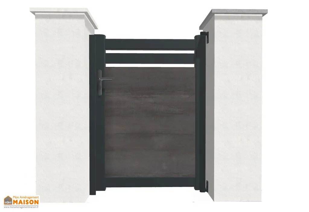 Portillon aluminium et HPL 1 m – semi ajouré