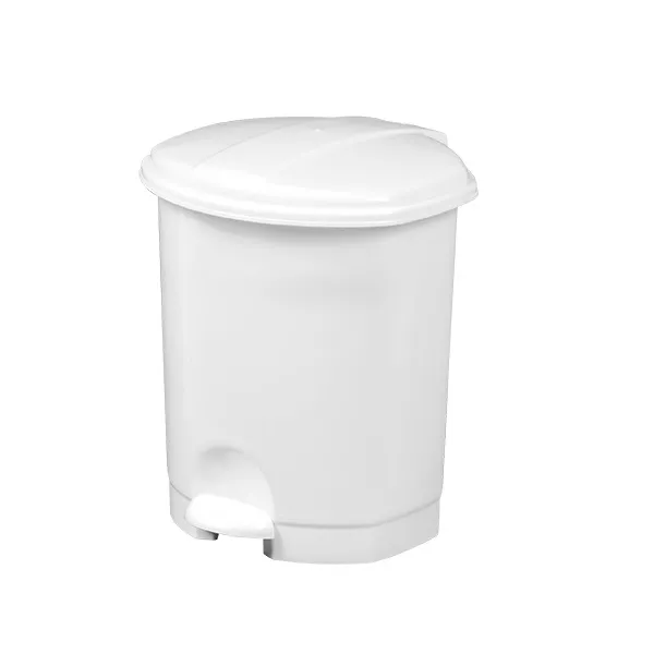 POUBELLE PLASTIQUE BLANCHE 5 L AVEC COUVERCLE A PÉDALE