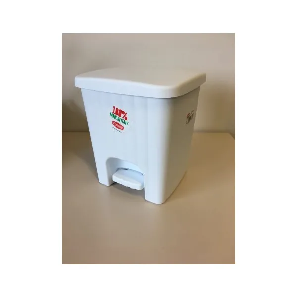 POUBELLE PLASTIQUE BLANCHE 4 L AVEC COUVERCLE A PÉDALE