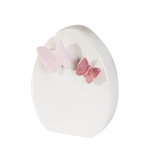 Decoratiune din dolomita Esie Egg Small Alb / Roz, L8xl5xH8 cm