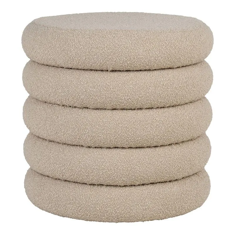 Pouf en tissu bouclé beige avec rangement, 44 x 44 x 44 cm | Brooklyn