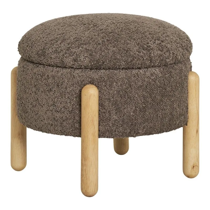 Pouf avec rangement en tissu bouclé marron, 45 x 45 x 36 cm | Mesures