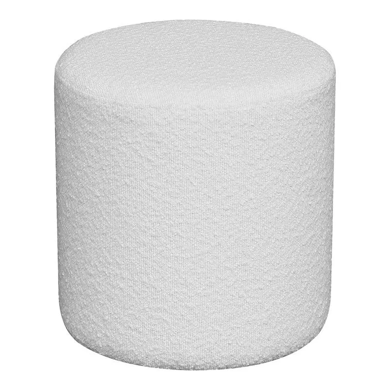Pouf en tissu bouclé blanc, 34 x 34 x 36 cm | Ejby