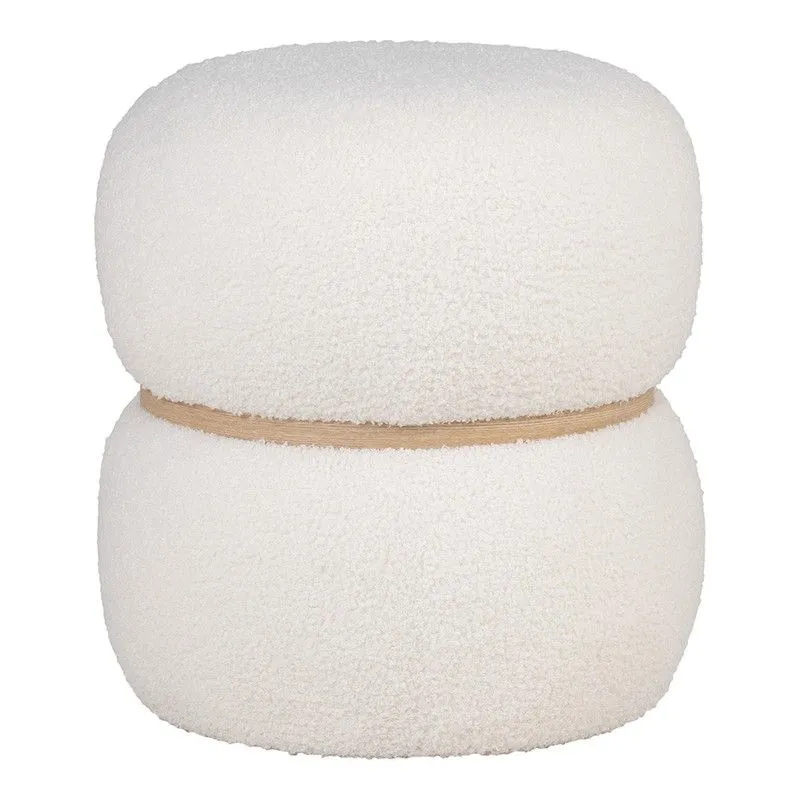 Pouf en tissu bouclé blanc, 38 x 38 x 41 cm | Milford