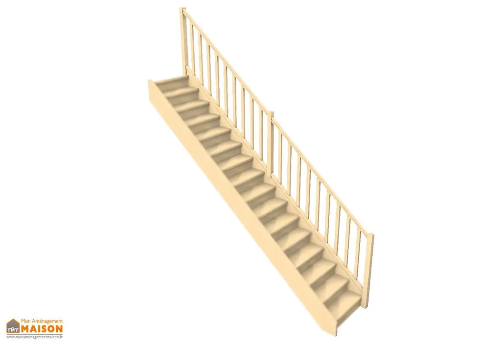 Rampe Balustres Droits pour Escalier Droit Bois 288 cm Oléa