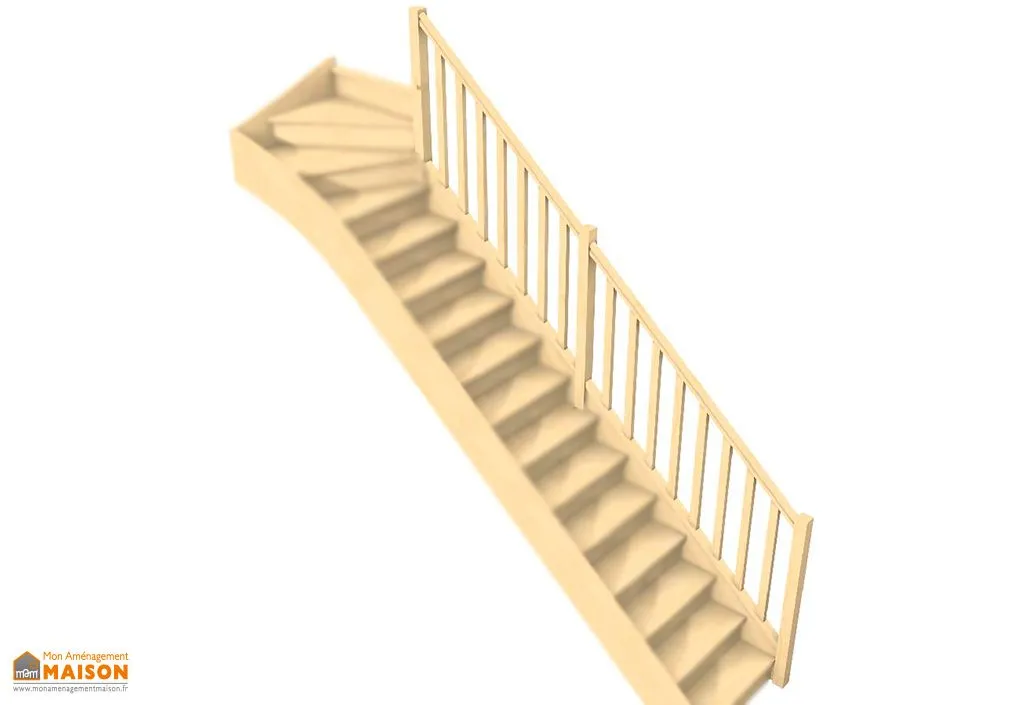 Rampe Balustres Droits : Escalier Quart Tournant Haut Bois 288 cm Oléa