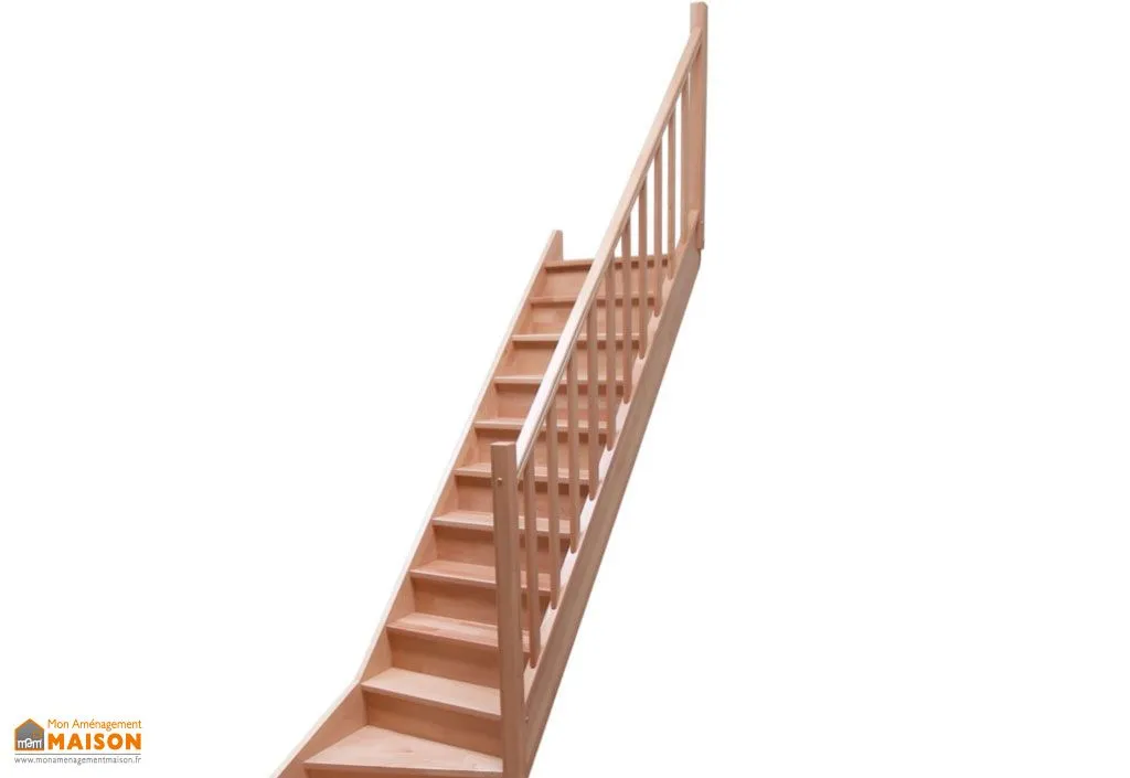 Rampe à Fuseaux en Hêtre pour Escalier Quart Tournant Bas