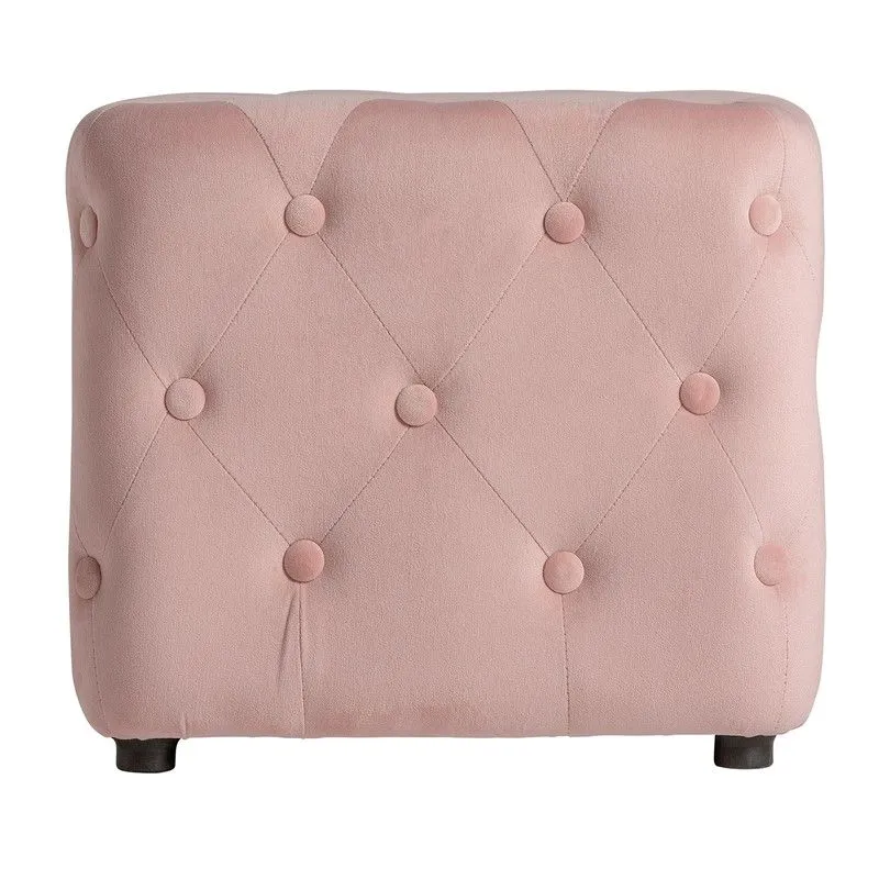 Repose-pieds en pin rose et polyester, 45 x 44 x 39 cm | Bougué
