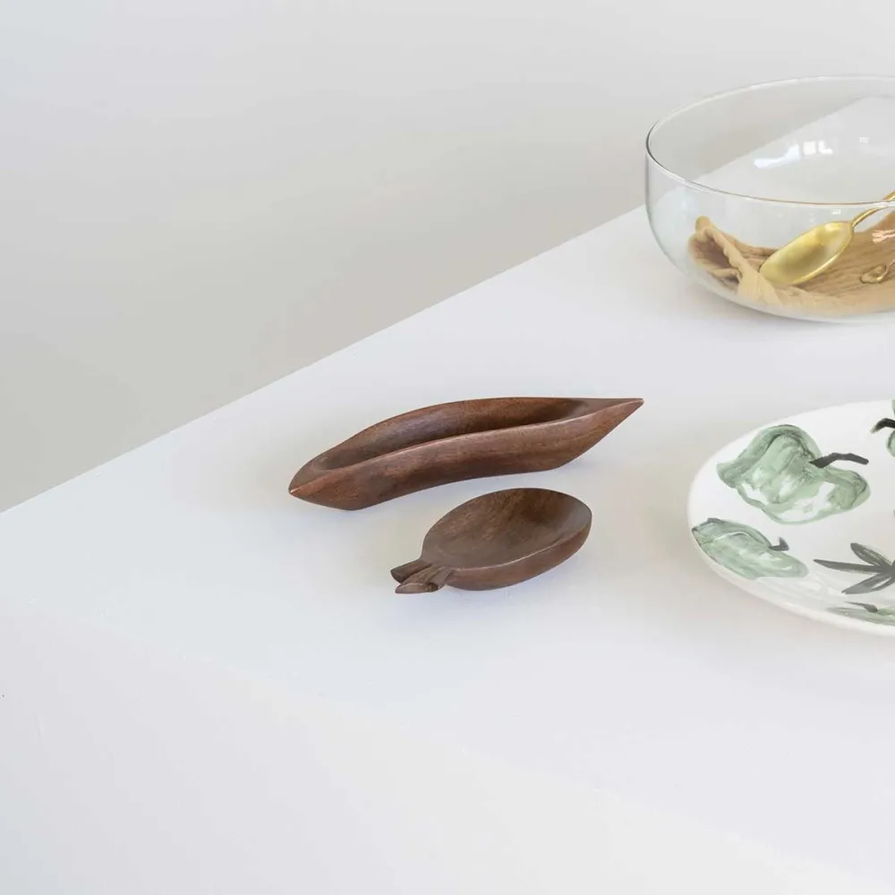 Repose cuillère - vide poche en manguier forme ananas