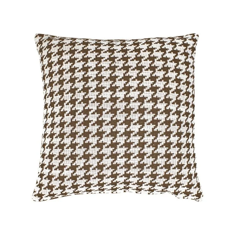 RIBE | Housse de coussin imprimé pied de poule marron et blanc (45 x 45 cm)