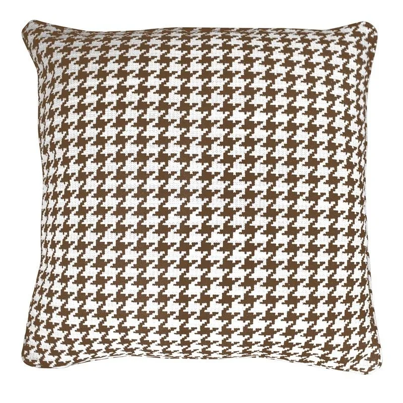 RIBE | Housse de coussin imprimé pied de poule marron et blanc 60 x 60 cm