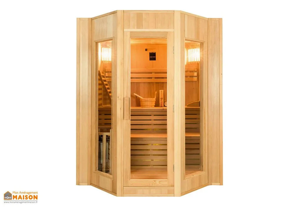 Sauna traditionnel en bois 4 places + poêle 6 kW + kit sauna – Zen 4