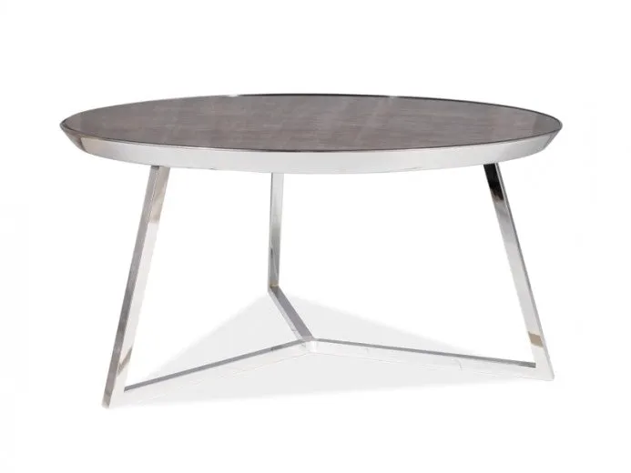 Table basse en verre et métal Temida B Marron / Chrome, Ø76xH40 cm