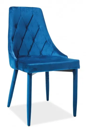 Chaise capitonnée tissu et pieds métal Trix Velours Bleumarin, l46xA46xH88 cm