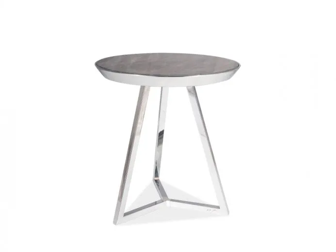 Table basse en verre et métal Temida C Marron / Chrome, Ø42xH46 cm