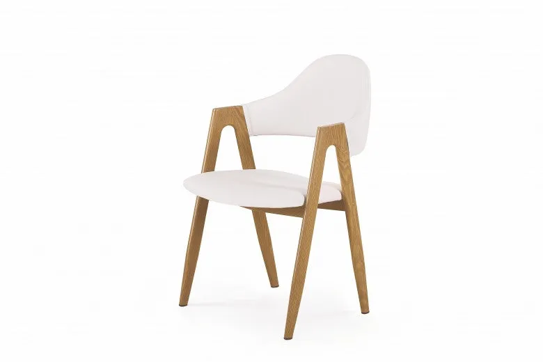 Chaise rembourrée en cuir écologique et pieds en métal K247 Blanc, l53xA57xH80 cm