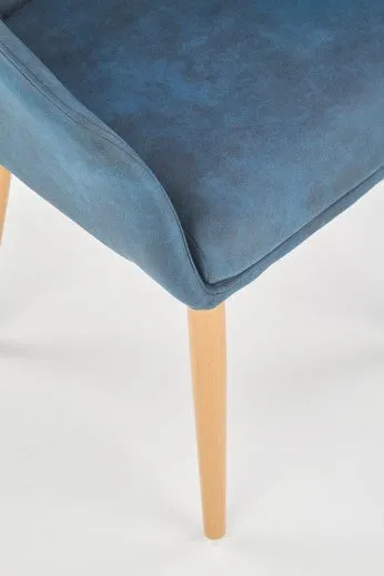 Chaise rembourrée en cuir écologique, avec pieds en métal K287 Bleu foncé, l58xA61xH85 cm