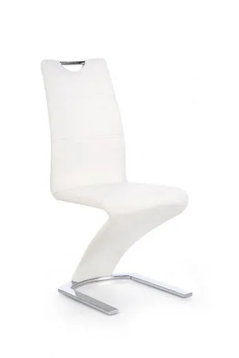 Chaise rembourrée en cuir écologique, avec pieds en métal K291 Blanc, l45xA63xH101 cm