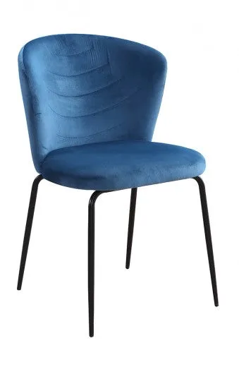 Chaise rembourrée avec tissu et pieds en métal Viki Velours Marine / Noir, l51xA57xH80 cm