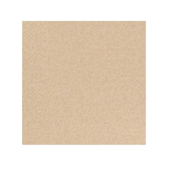 Serviette papier couleur unie ouate 39X39 cm en 2 plis – Carton 1800 serviettes – kraft