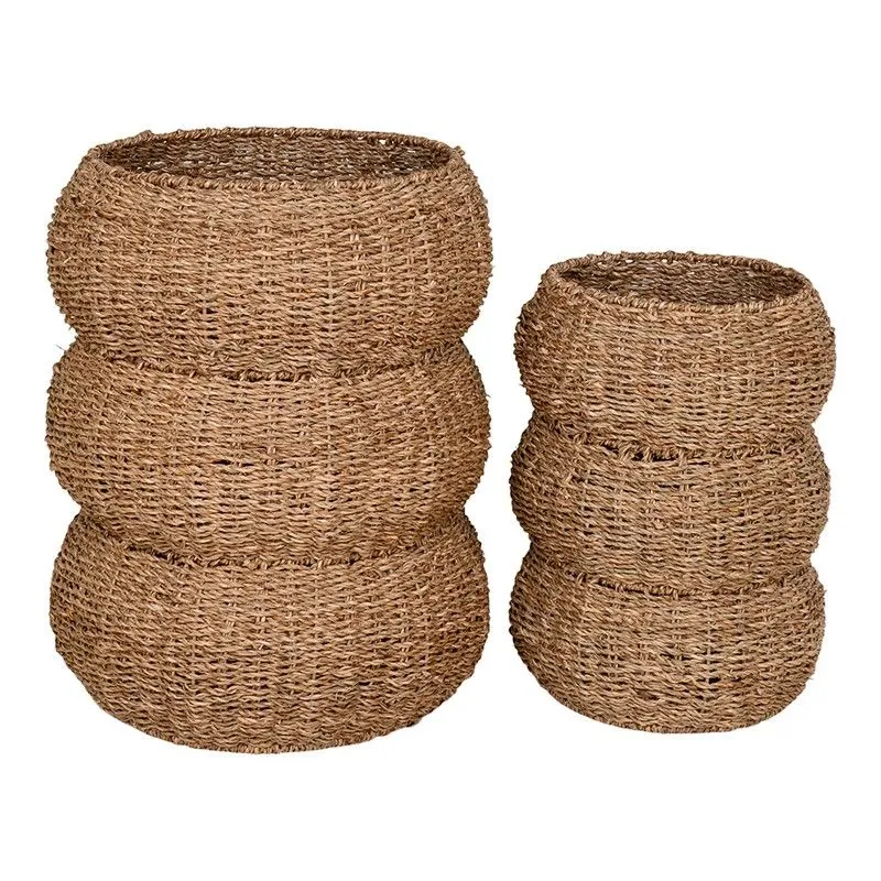 Lot de 2 paniers en jonc de mer naturel, 35 x 35 x 45 cm | Sarbas