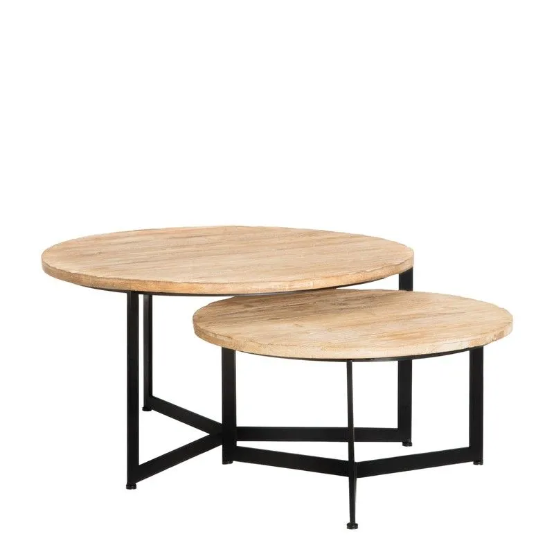 Set de 2 tables d'appoint en bois Ø 76x41,5 cm