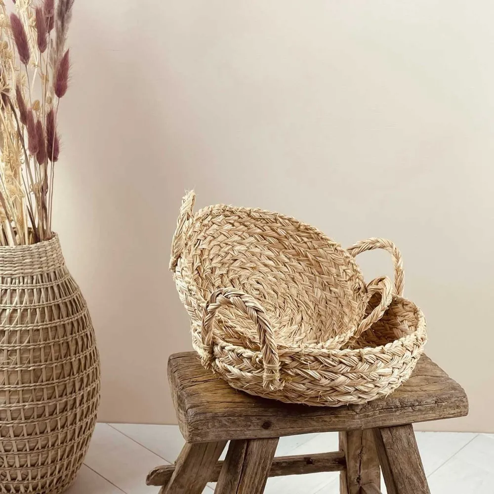 Set de 2 Paniers naturels avec petites anses en Alfa