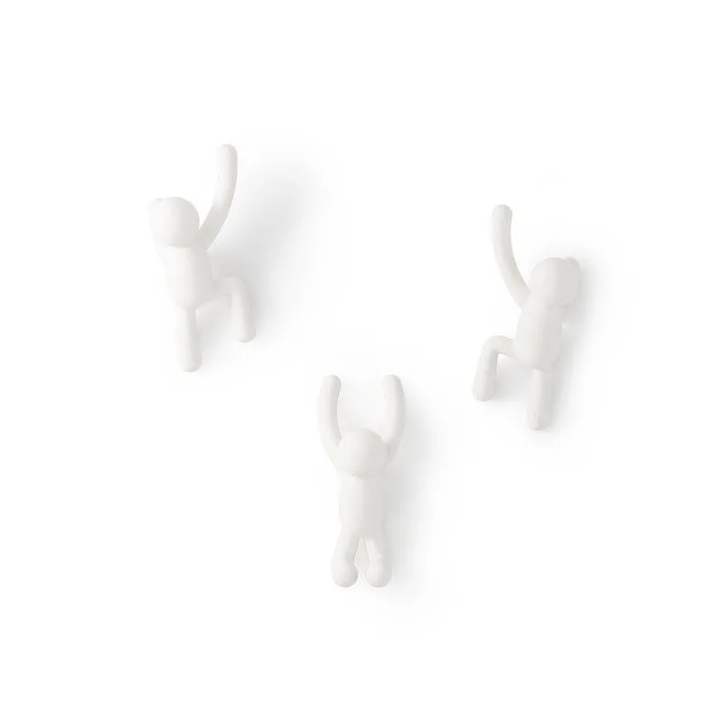 Lot de 3 patères en ABS blanc, 18 x 8 x 7 cm | Copain