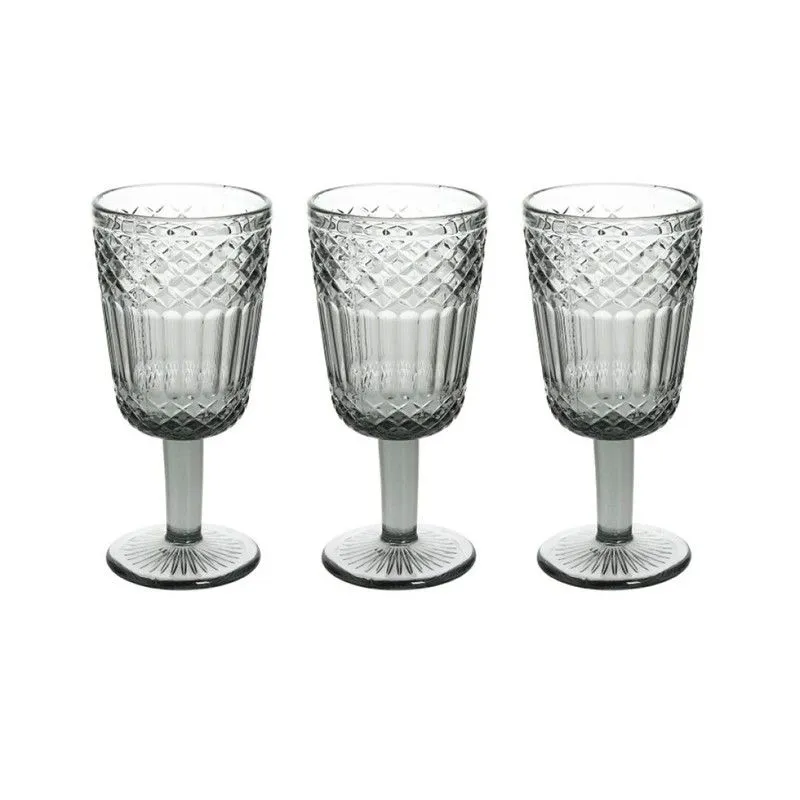 Ensemble de 3 verres à vin en cristal gris clair, 8 x 8 x 17 cm | Claire