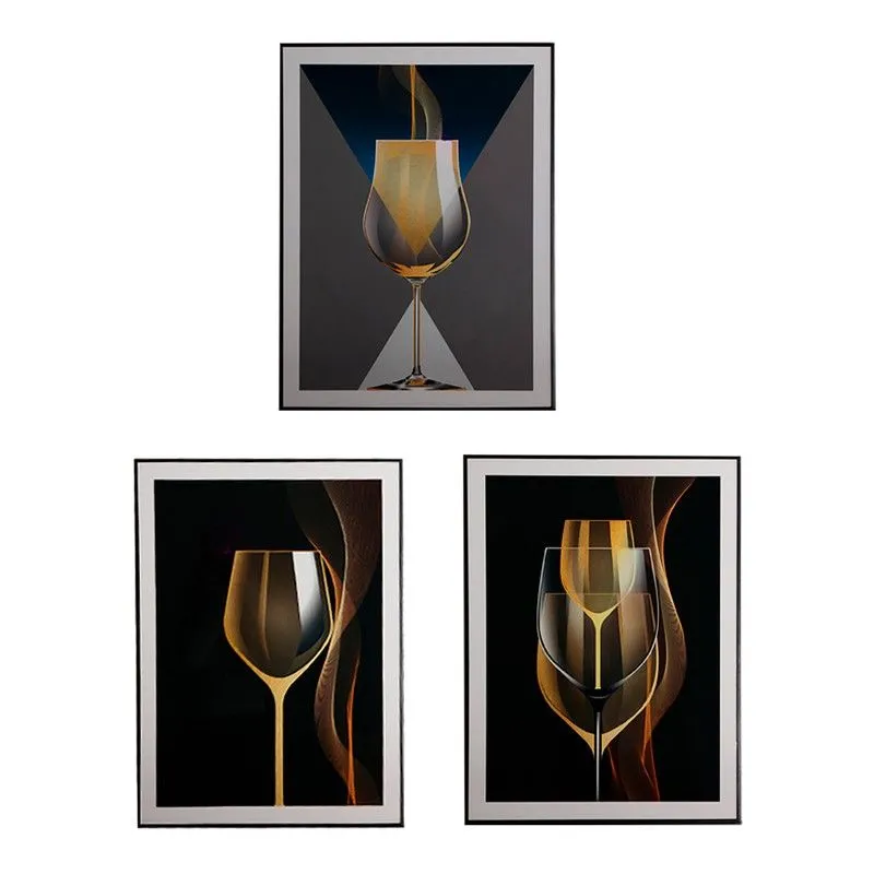 Ensemble de 3 peintures sur toile Noir, 60 x 3 x 80 cm | content