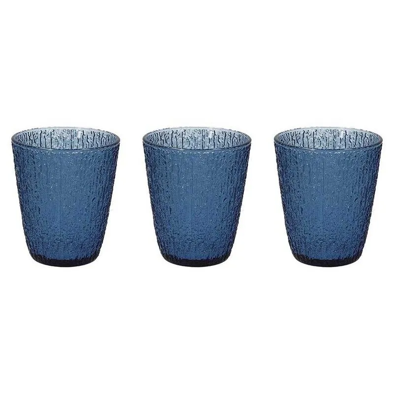 Lot de 3 verres en verre bleu, 8,5 x 8,5 x 10 cm | Bleu Davor