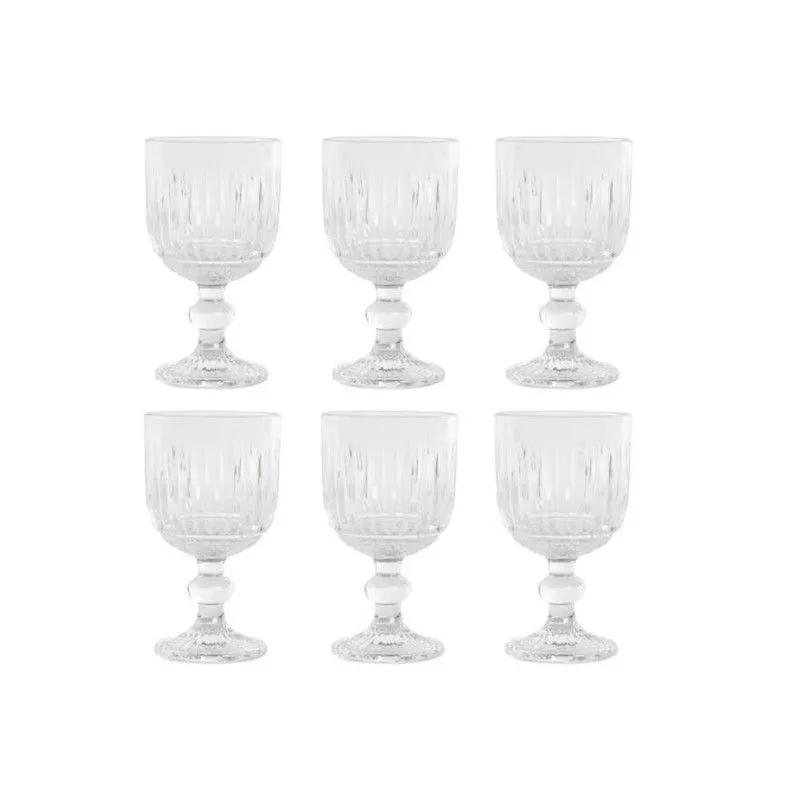 Ensemble de 6 verres à vin en cristal transparent, 8 x 8 x 14,5 cm | Rayé