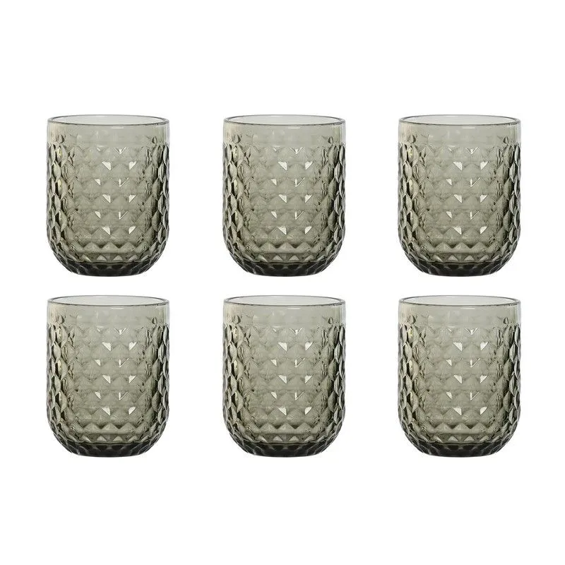 Lot de 6 verres en verre gris, 8 x 8 x 10 cm | Bord de mer