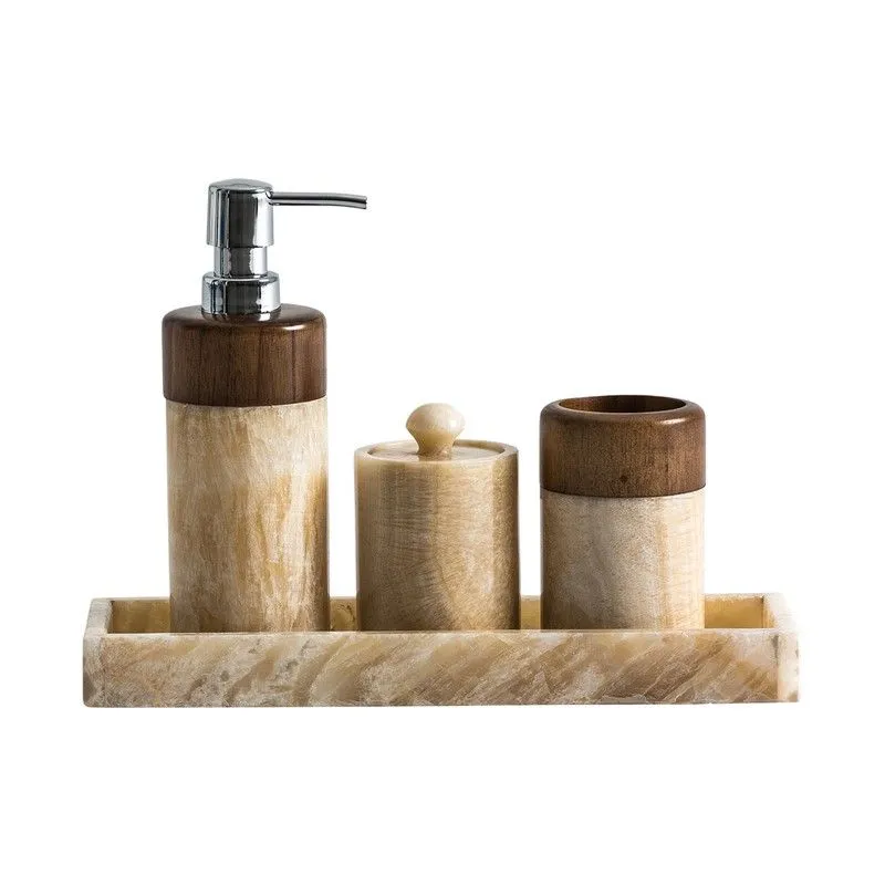 Ensemble de toilette 4 pièces Onix et ébène ivoire, 30x11x22cm