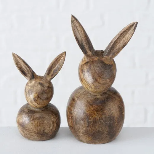 Set de 2 décorations en bois Nala Brun, Ø7xH15 cm / Ø6xH11 cm