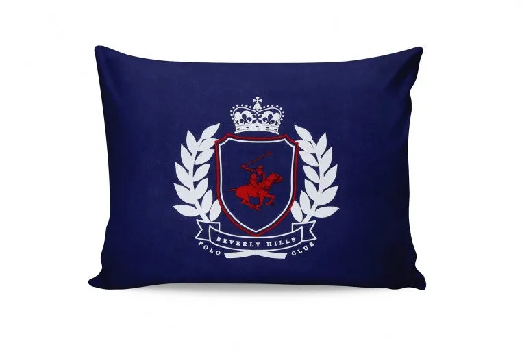 Lot de coussins 2 faces en coton, Beverly Hills Polo Club BHPC 002 Marine / Blanc, 50 x 70 cm