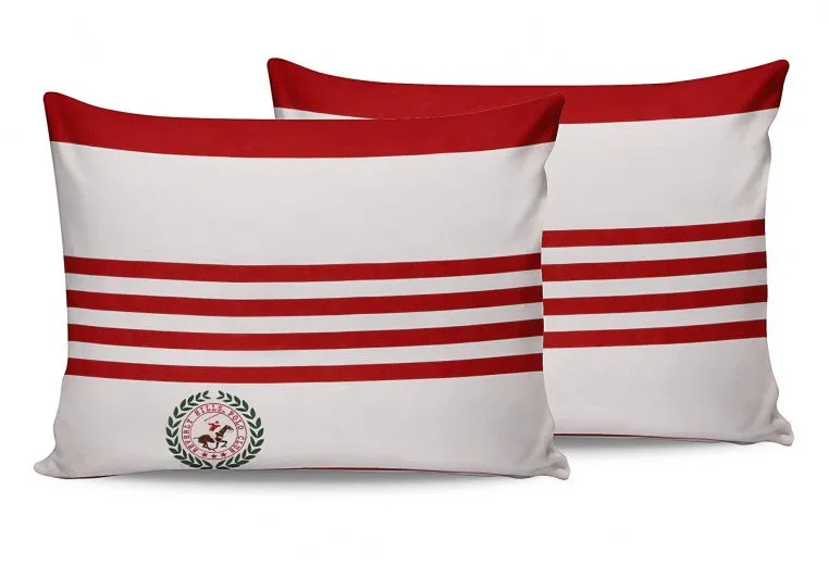Lot de coussins 2 faces en coton, Beverly Hills Polo Club BHPC 003 Rouge / Blanc, 50 x 70 cm
