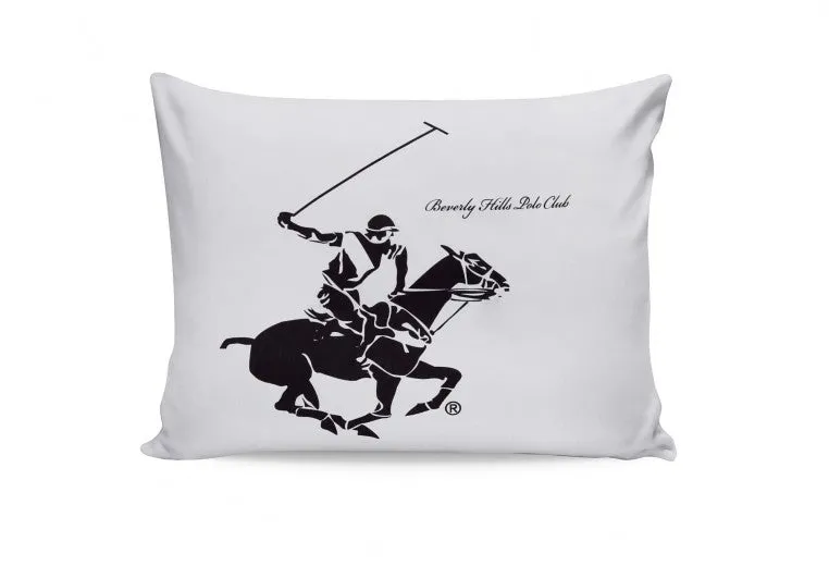 Lot de coussins 2 faces en coton, Beverly Hills Polo Club BHPC 004 Blanc / Lilas, 50 x 70 cm