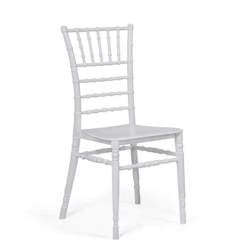 Chaise de salle à manger Chiavari en plastique blanc, 40x43x92 cm