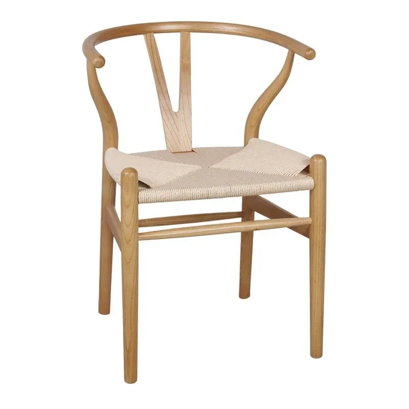 Chaise de salle à manger en bois et fibres naturelles naturel, 55 x 53 x 78 cm | Wegner