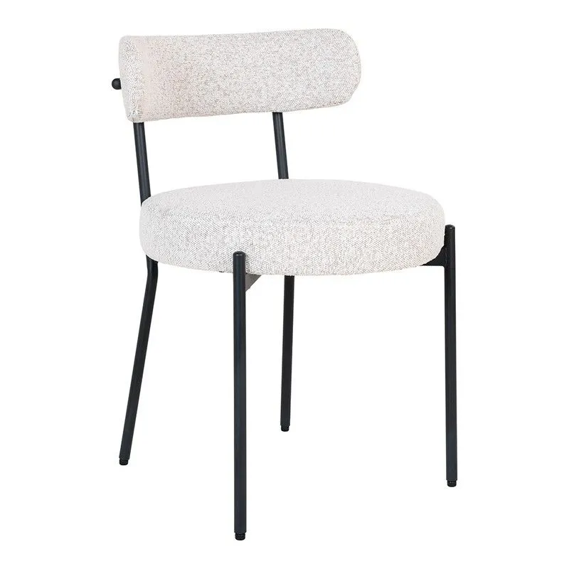 Chaise de salle à manger en tissu bouclé blanc, 49,5 x 47 x 72,5 cm | Badalona