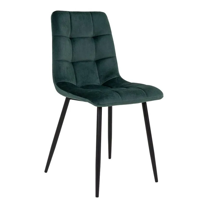 Chaise de salle à manger en velours vert, 55 x 44 x 86 cm | Middelfart