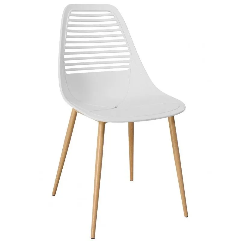 Chaise de salle à manger Uncibay en plastique et métal blanc/beige, 48x54x84 cm