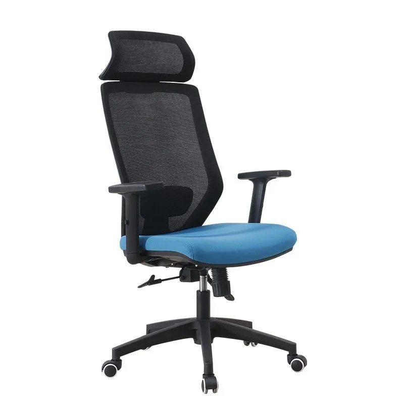 Chaise de bureau Clayton en tissu et plastique bleu/noir avec roulettes, 69x61'5x119/127 cm