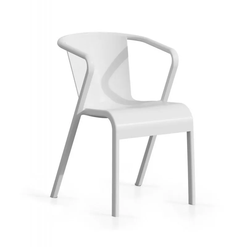 Chaise de jardin en plastique blanc Lugo, 50x56x75 cm